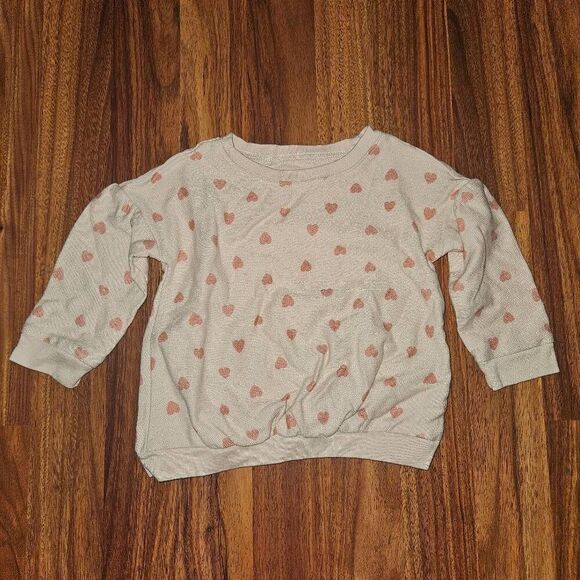 5 for $25 Carter's Cream and Pink Cotton Crew Neck Sweatshirt With Drop Shoulder - Picture 1 of 4